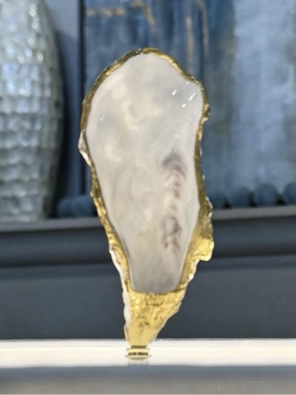 Hand Crafted Oyster shell lamp finial  -  4” tall